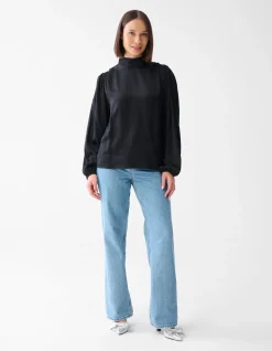 Satijnen Blouse Zwart