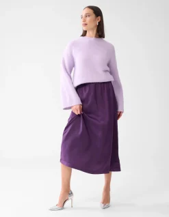 Satijnen Maxi Rok Donkerpaars