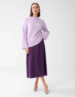 Satijnen Maxi Rok Donkerpaars