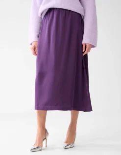 Satijnen Maxi Rok Donkerpaars