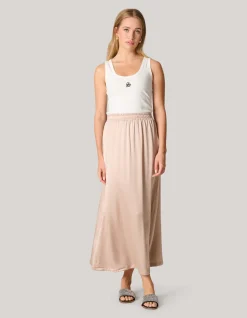 Satijnen Maxi Rok Zand