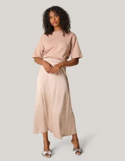 Satijnen Maxi Rok Zand