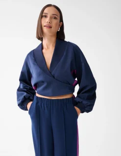 Satijnen Overslag Blouse Donkerblauw