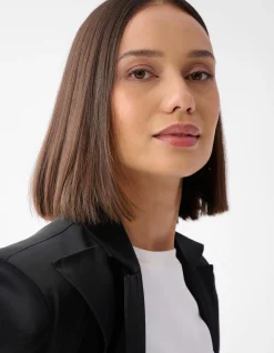 Satijnen Ruffle Blazer Zwart