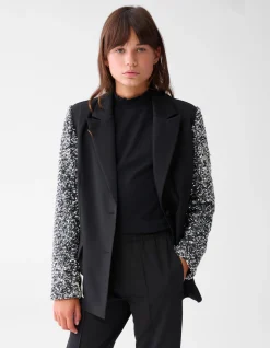 Sequin Mix Blazer Zwart