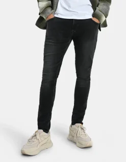 Skinny Fit Jeans Zwart Washed L34