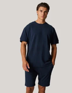 Slub Structuur T-shirt Donkerblauw