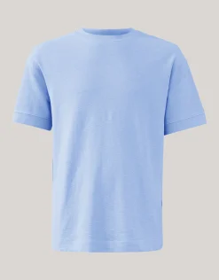 Slub Structuur T-shirt Lichtblauw