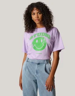 Smiley Artwork T-shirt Paars