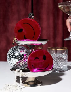 Smiley Kerstbal Roze By Fred