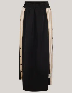 Sporty Button Maxi Rok Zwart