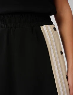 Sporty Button Maxi Rok Zwart