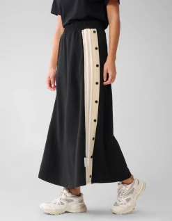 Sporty Button Maxi Rok Zwart