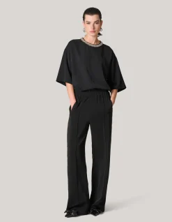 Sporty Embellished Broek Zwart