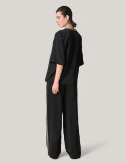 Sporty Embellished Broek Zwart