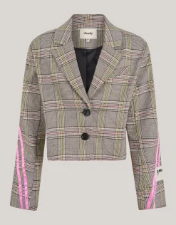 Sporty Ruiten Blazer Gebroken Wit