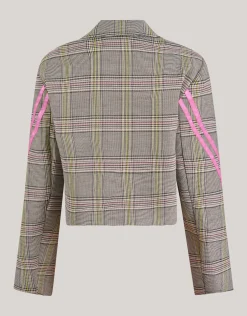 Sporty Ruiten Blazer Gebroken Wit