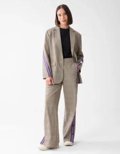 Sporty Ruiten Wide Leg Broek Bruin