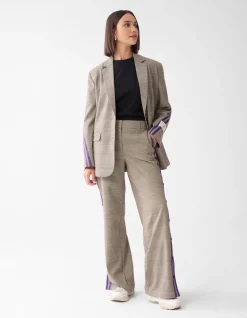 Sporty Ruiten Wide Leg Broek Bruin