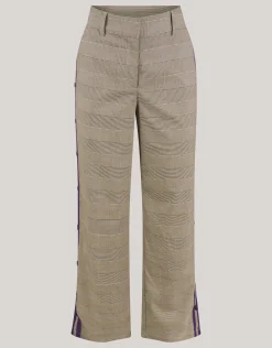 Sporty Ruiten Wide Leg Broek Bruin