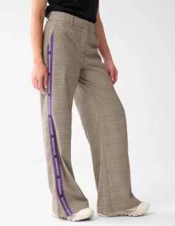 Sporty Ruiten Wide Leg Broek Bruin