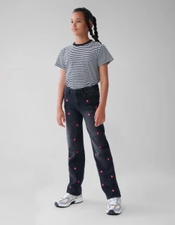 Straight Fit Heart Jeans Donkergrijs