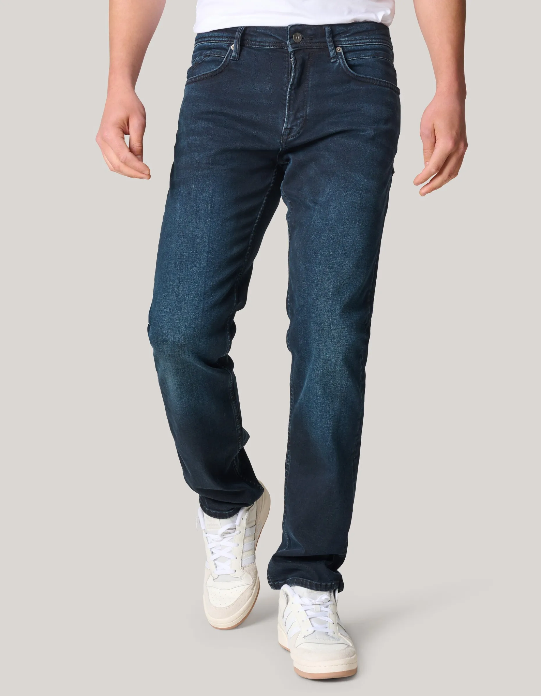 Straight Fit Jeans Blauw/Zwart L32