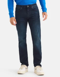 Straight Fit Jeans Blauw/Zwart L34