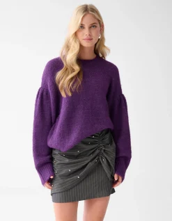 Straight Sleeve Trui Donkerpaars