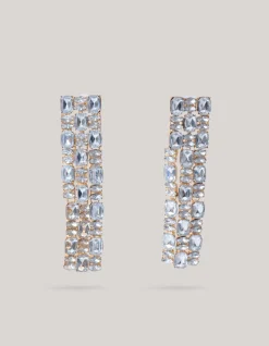 Straight Strass Oorbellen Goud