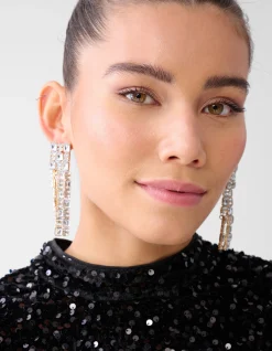 Straight Strass Oorbellen Goud