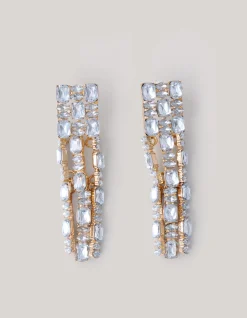 Straight Strass Oorbellen Goud