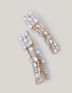 Straight Strass Oorbellen Goud