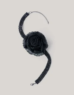 Strass Bloem Choker Zwart