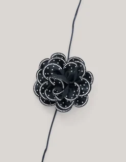 Strass Bloem Ketting Zwart By Lizzy