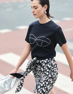 Strass Bra T-shirt Zwart