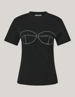 Strass Bra T-shirt Zwart