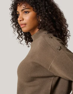 Strass Button Trui Donkergroen