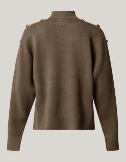 Strass Button Trui Donkergroen