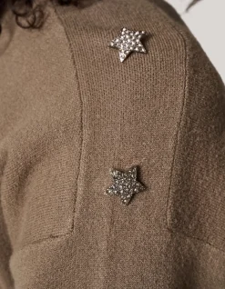 Strass Button Trui Donkergroen