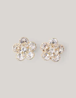 Strass Flower Knopen Clips Goud