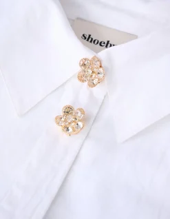 Strass Flower Knopen Clips Goud