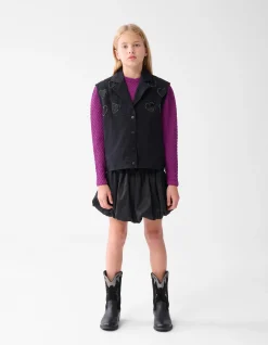 Strass Heart Gilet Zwart