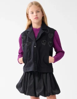 Strass Heart Gilet Zwart