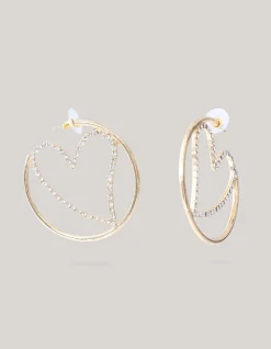 Strass Heart Hoop Oorbellen Goud