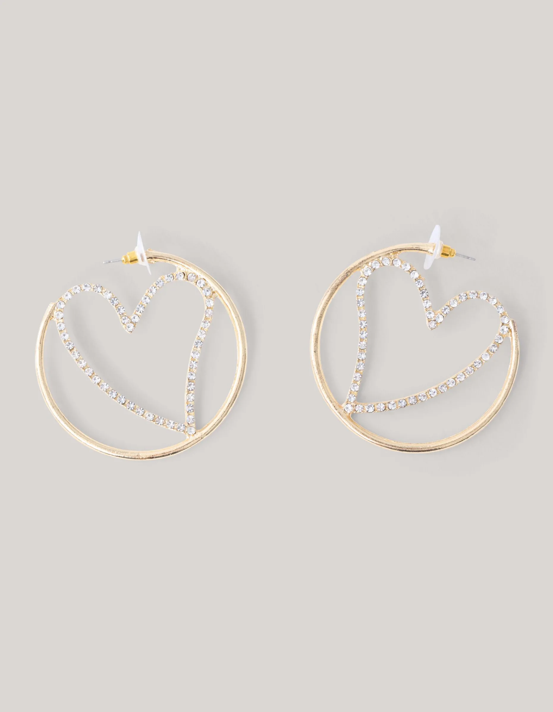 Strass Heart Hoop Oorbellen Goud