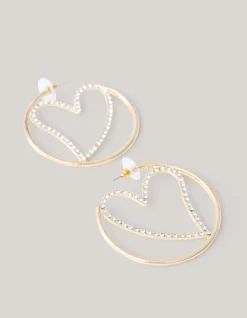 Strass Heart Hoop Oorbellen Goud