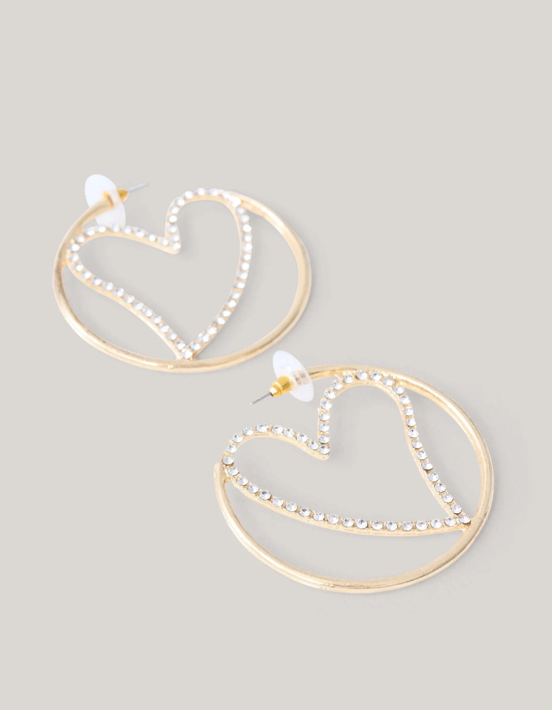 Strass Heart Hoop Oorbellen Goud