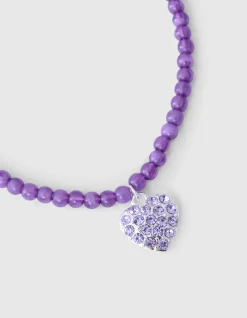Strass Heart Ketting Paars