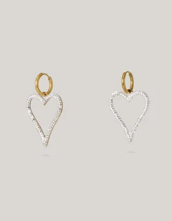 Strass Heart Oorbellen Goud